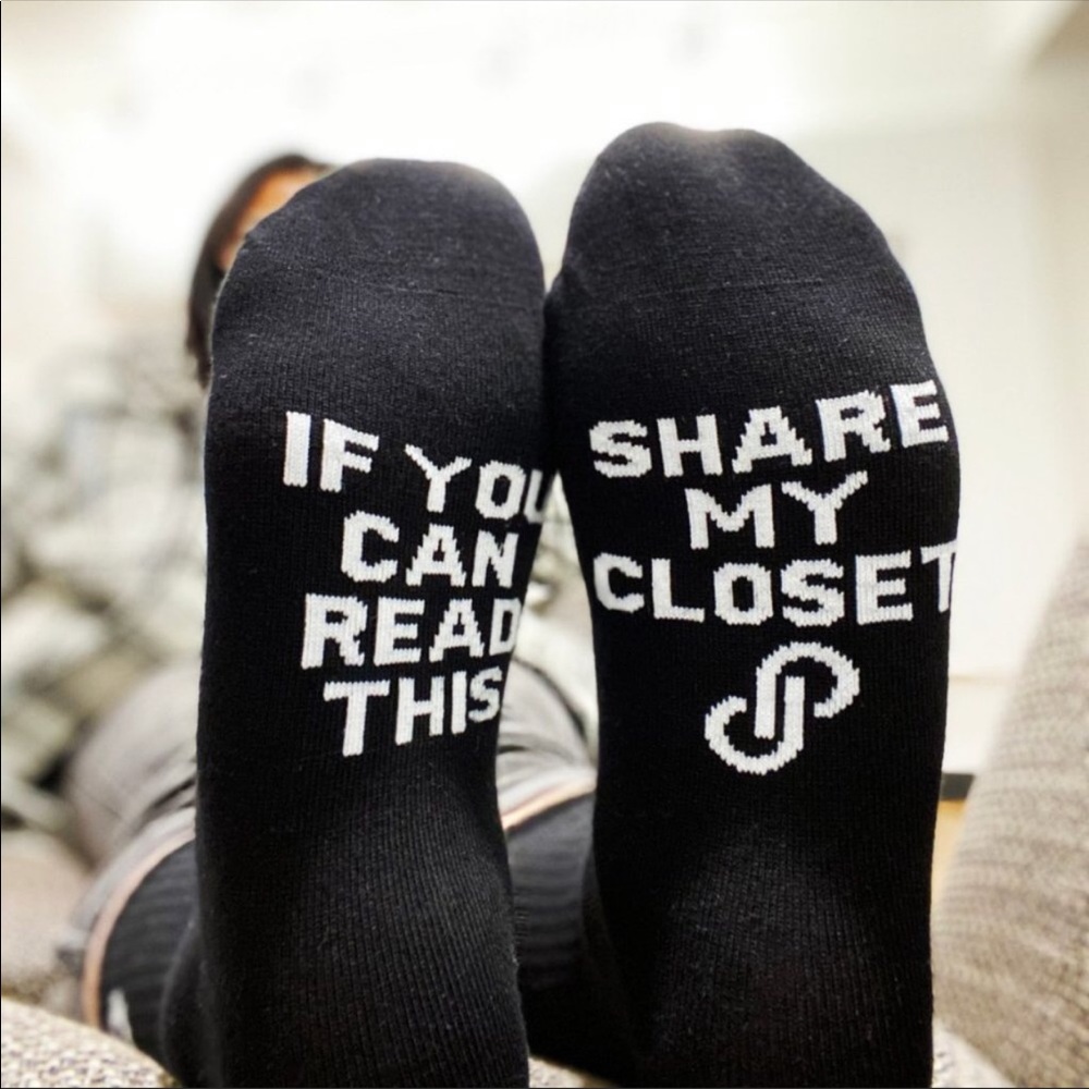 Poshfixings exclusive Black socks 🧦 with white writing New